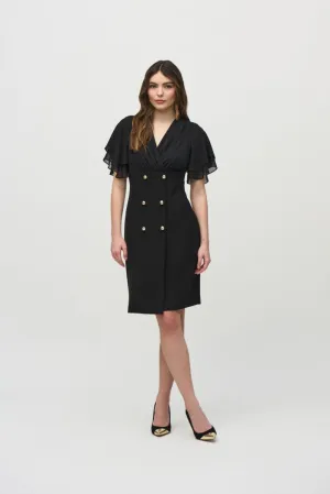 Joseph Ribkoff Black Double-Breasted Faux Wrap Dress 244126