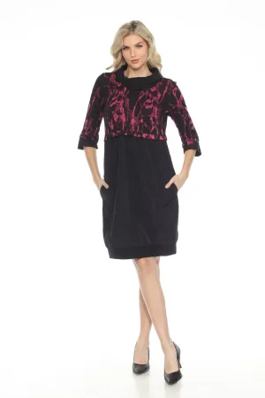Joseph Ribkoff Black/Pink Abstract Print Cowl Neck Cocoon Dress 243300