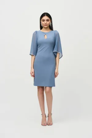 Joseph Ribkoff Embellished Chiffon Sleeve Keyhole Neck Shift Dress 241709