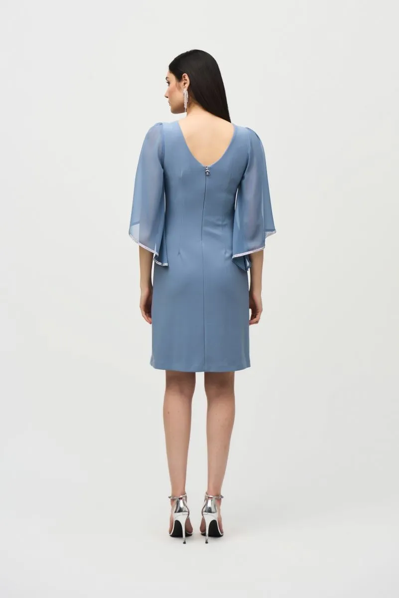 Joseph Ribkoff Embellished Chiffon Sleeve Keyhole Neck Shift Dress 241709