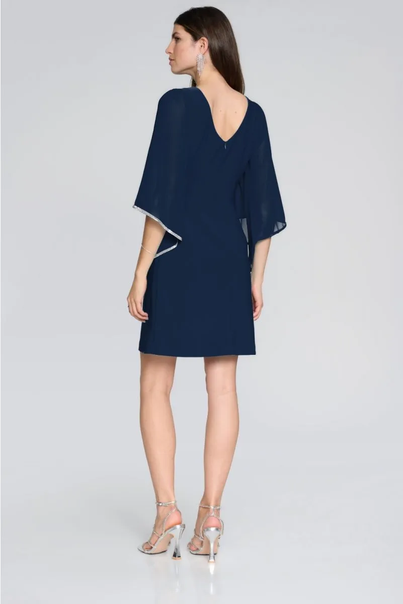 Joseph Ribkoff Embellished Chiffon Sleeve Keyhole Neck Shift Dress 241709