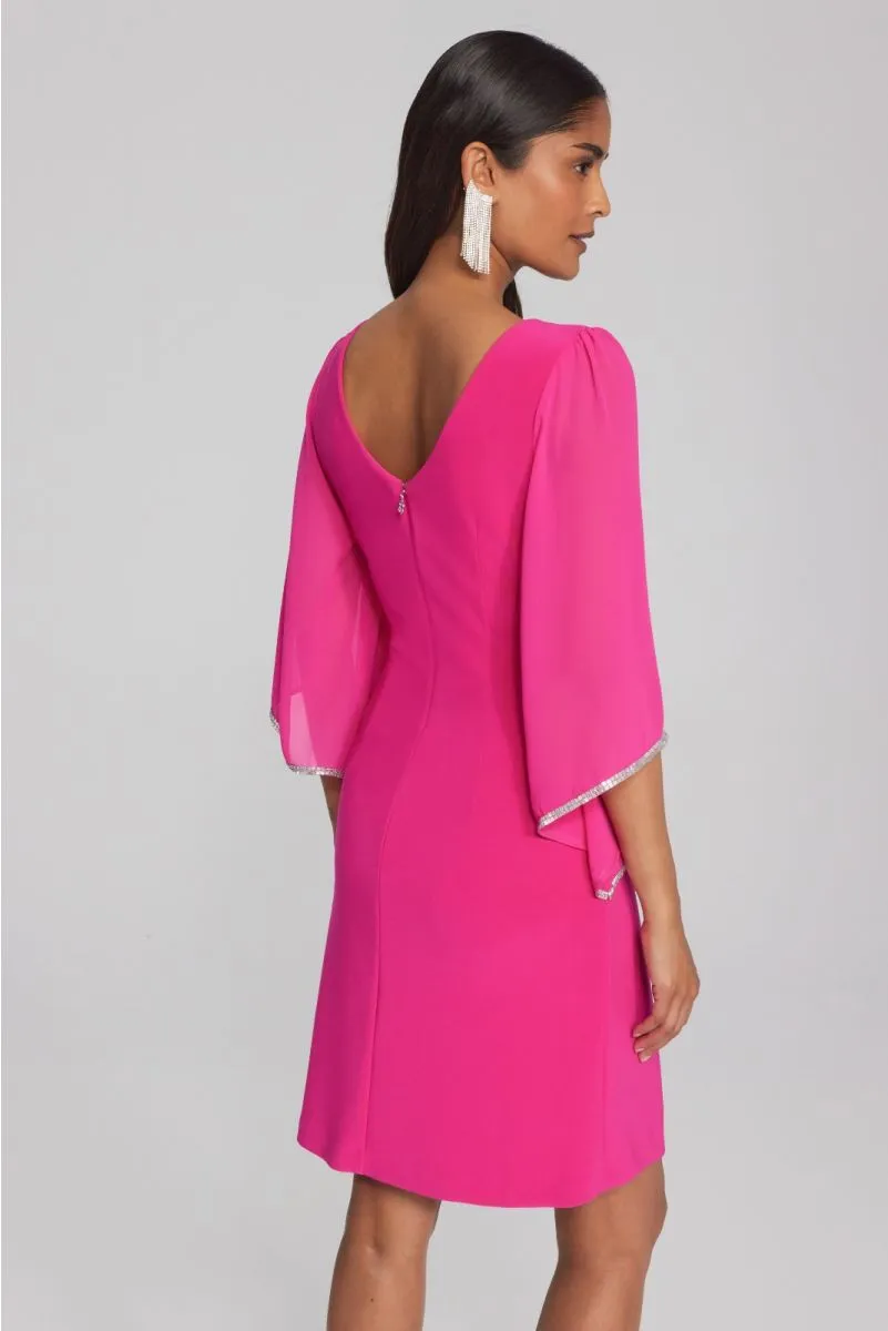 Joseph Ribkoff Embellished Chiffon Sleeve Keyhole Neck Shift Dress 241709