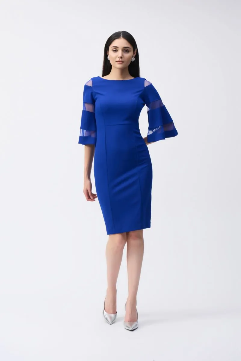 Joseph Ribkoff Mesh Insert Bell Sleeve Sheath Dress 243733