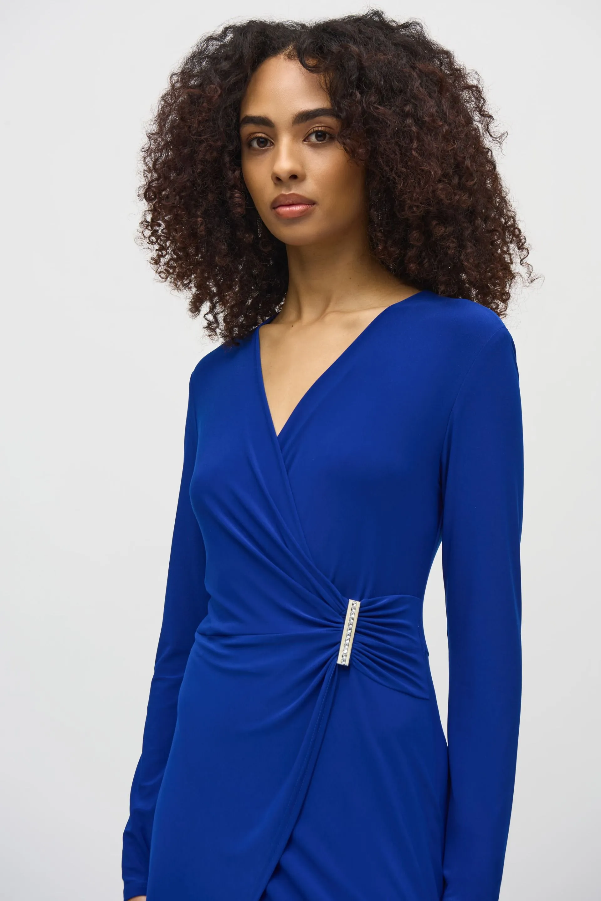 Joseph Ribkoff Royal Sapphire Wrap Front Cropped Jumpsuit 244155