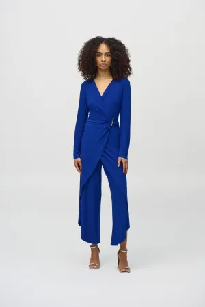 Joseph Ribkoff Royal Sapphire Wrap Front Cropped Jumpsuit 244155