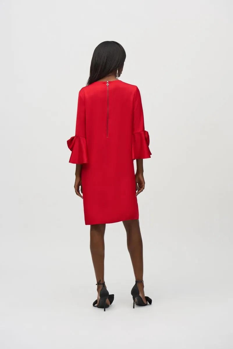 Joseph Ribkoff Ruffle Sleeve Satin Shift Dress 244235
