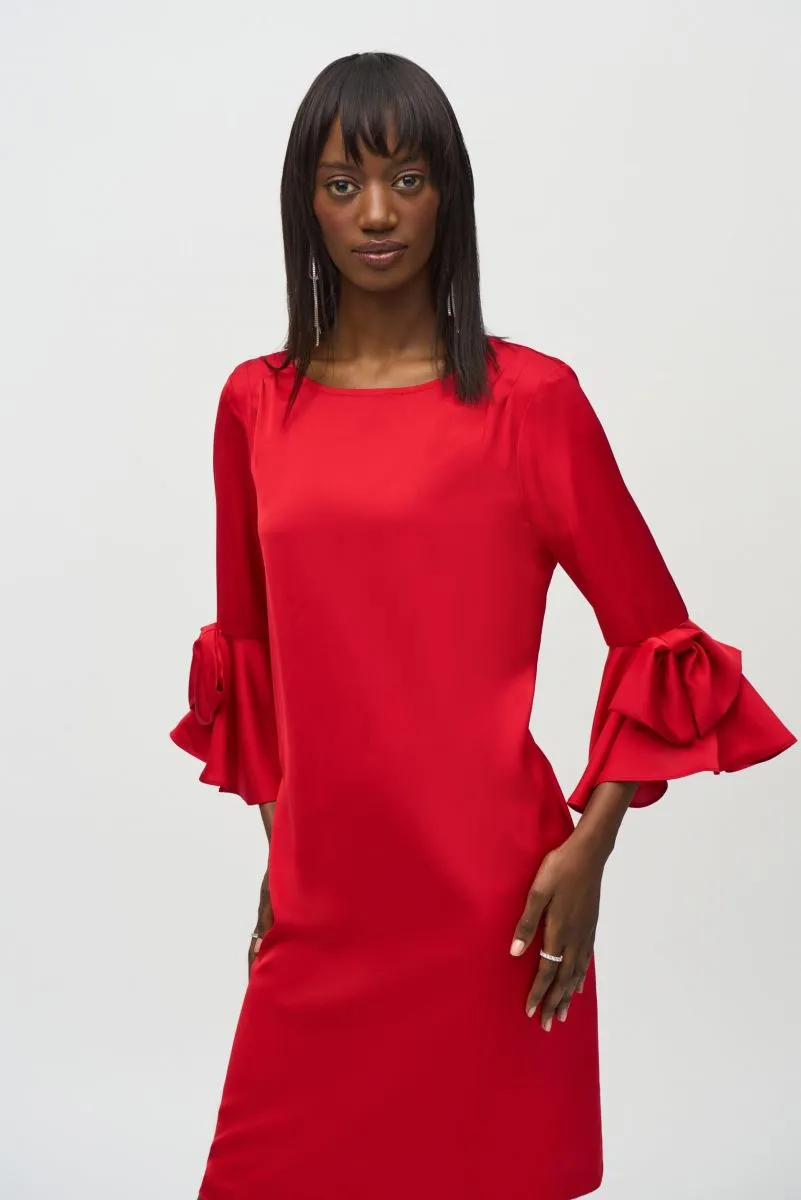 Joseph Ribkoff Ruffle Sleeve Satin Shift Dress 244235