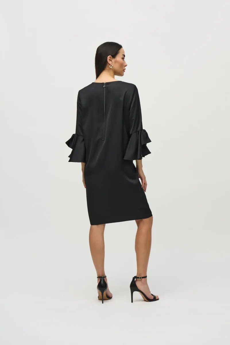 Joseph Ribkoff Ruffle Sleeve Satin Shift Dress 244235