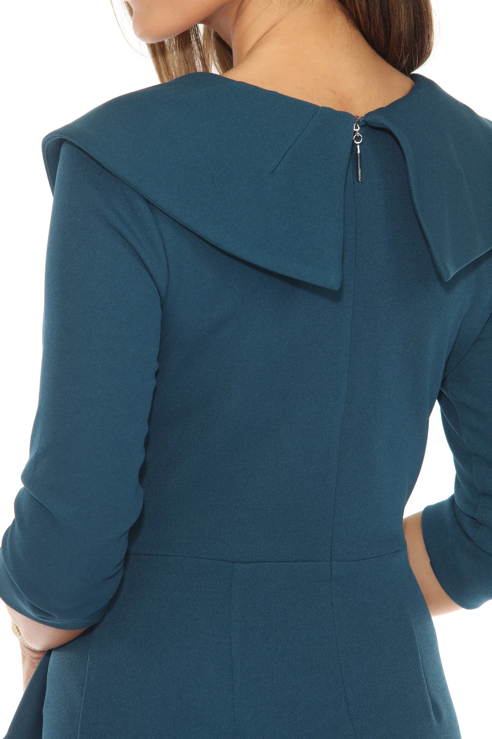 Joseph Ribkoff Twilight 3/4 Sleeve Ruffled High-Low Midi Dress 243754