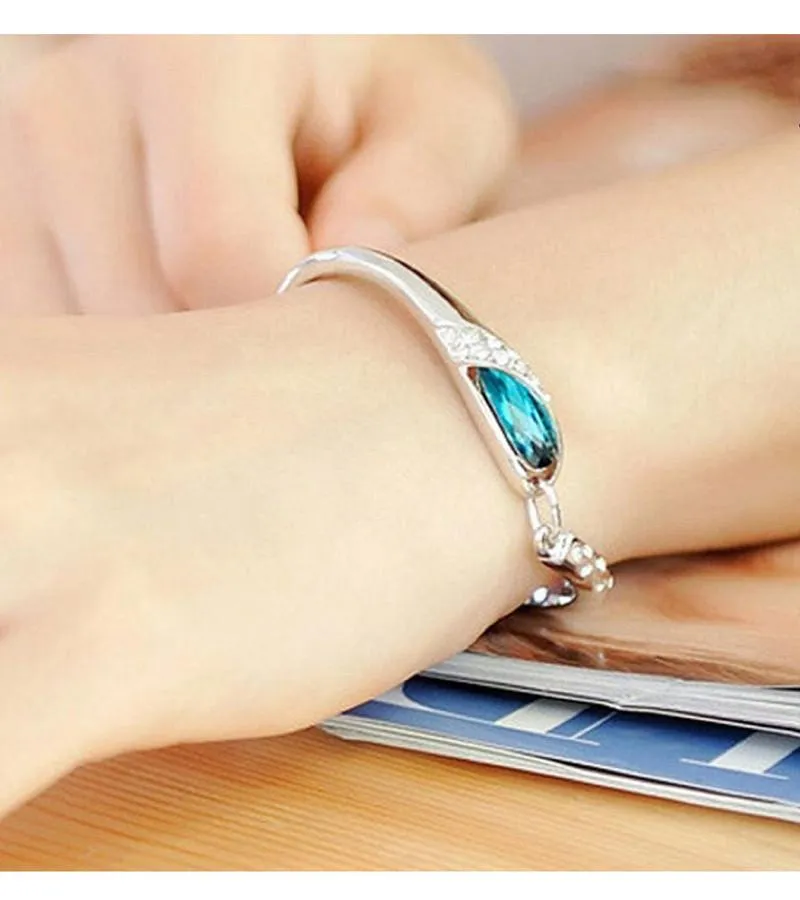Karatcart Platinum Plated Blue Crystal Bracelet for Girls