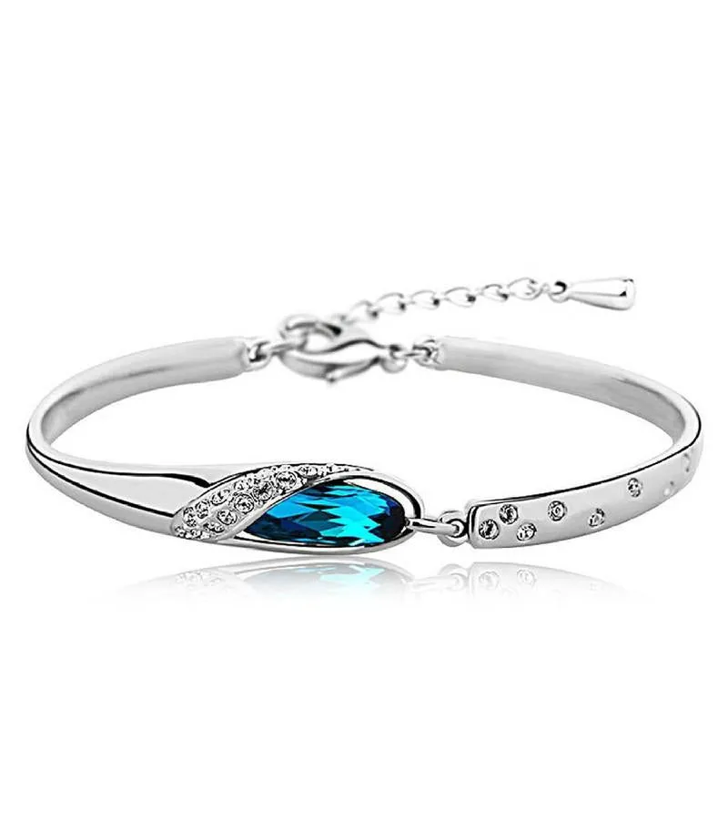 Karatcart Platinum Plated Blue Crystal Bracelet for Girls