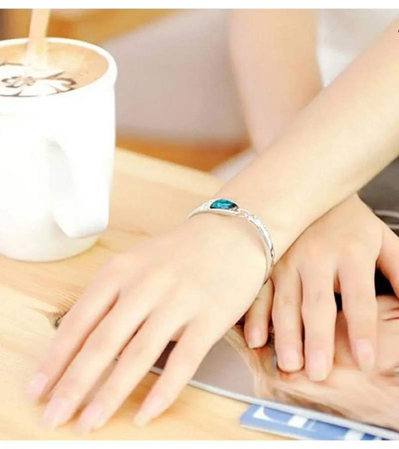 Karatcart Platinum Plated Blue Crystal Bracelet for Girls