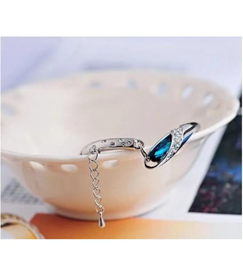 Karatcart Platinum Plated Blue Crystal Bracelet for Girls