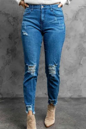 KHD Stylish Distressed Cropped Jeans (3 Colors)