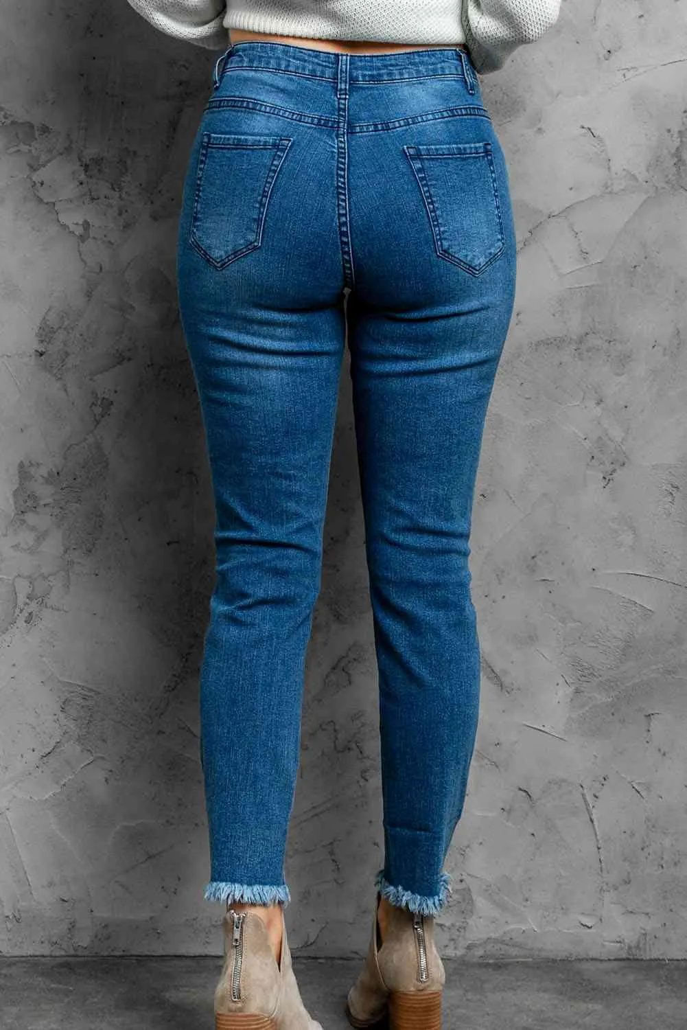 KHD Stylish Distressed Cropped Jeans (3 Colors)