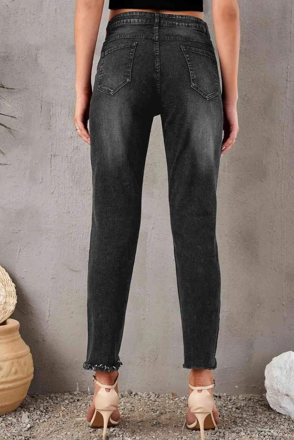 KHD Stylish Distressed Cropped Jeans (3 Colors)