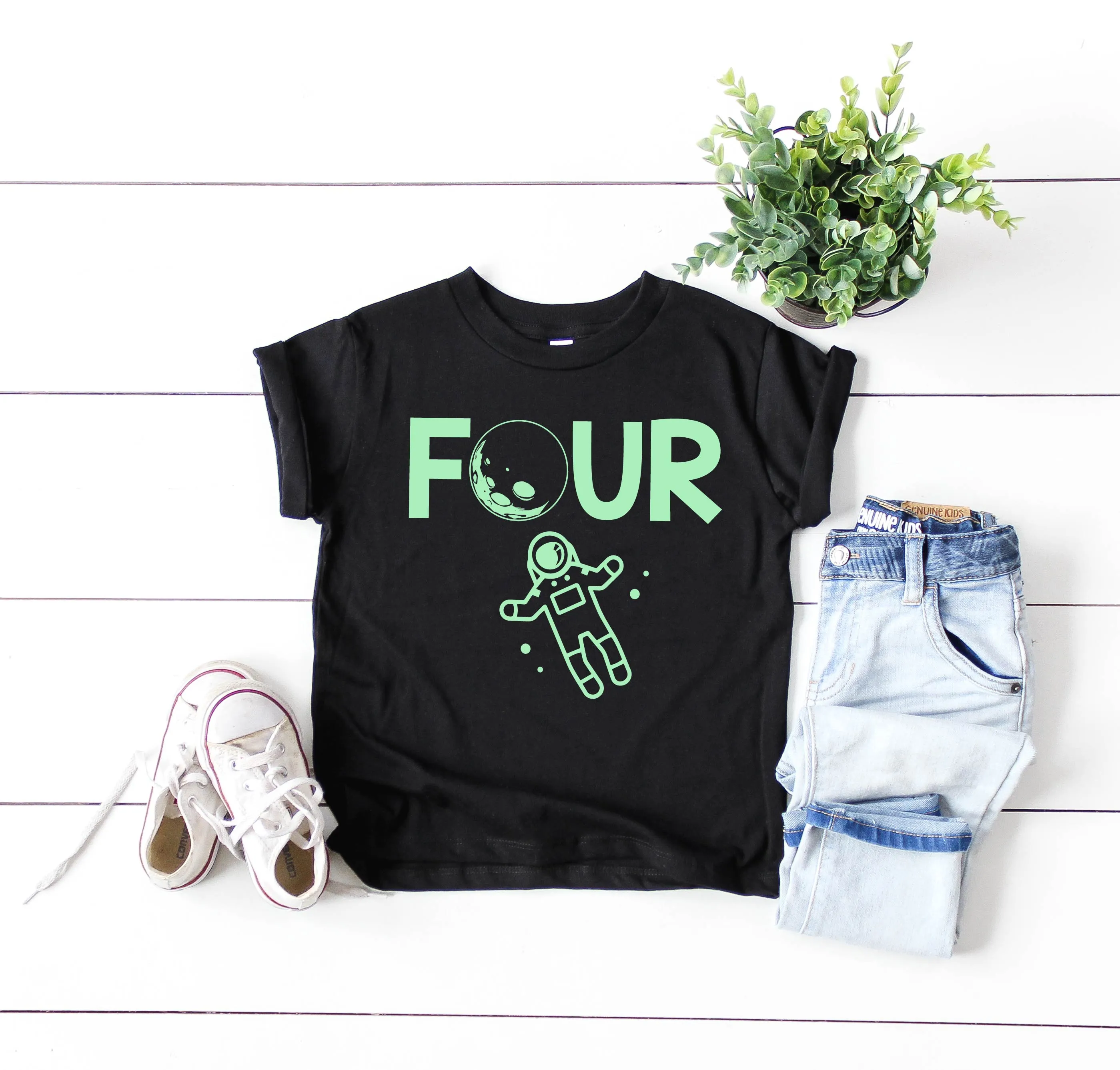 Kids Birthday Shirt - Space Glow In The Dark Shirt - Custom Birthday Shirt