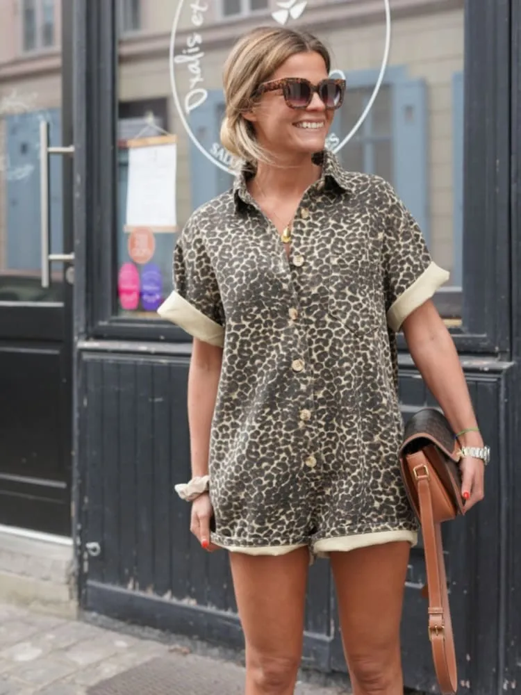 Kim - Mini Cheetah Printed Romper