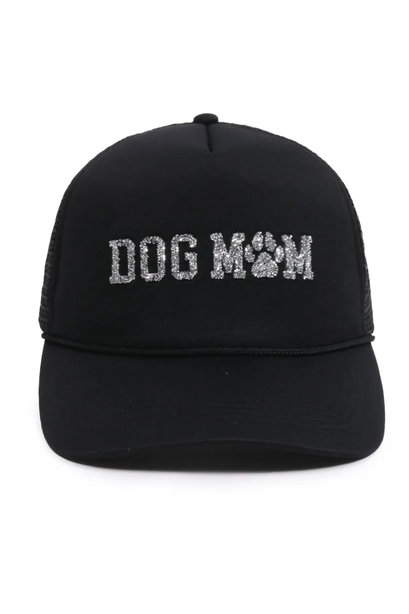 LCAPM3173 - Bling Dog Mom Stone Mesh Back Trucker Hat