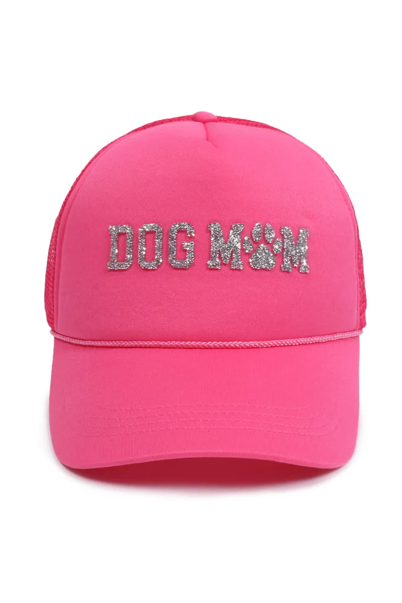 LCAPM3173 - Bling Dog Mom Stone Mesh Back Trucker Hat