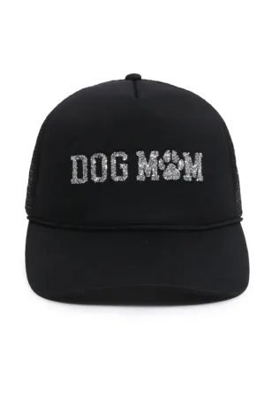LCAPM3173 - Bling Dog Mom Stone Mesh Back Trucker Hat