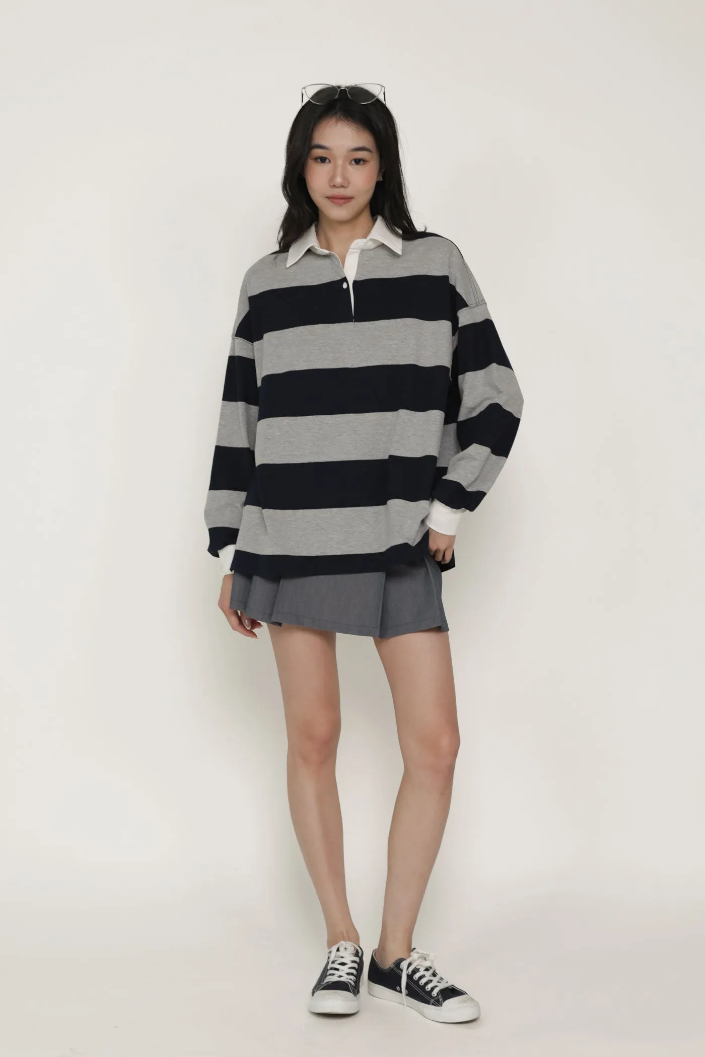 Leonard Oversized Long Sleeve Polo Shirt