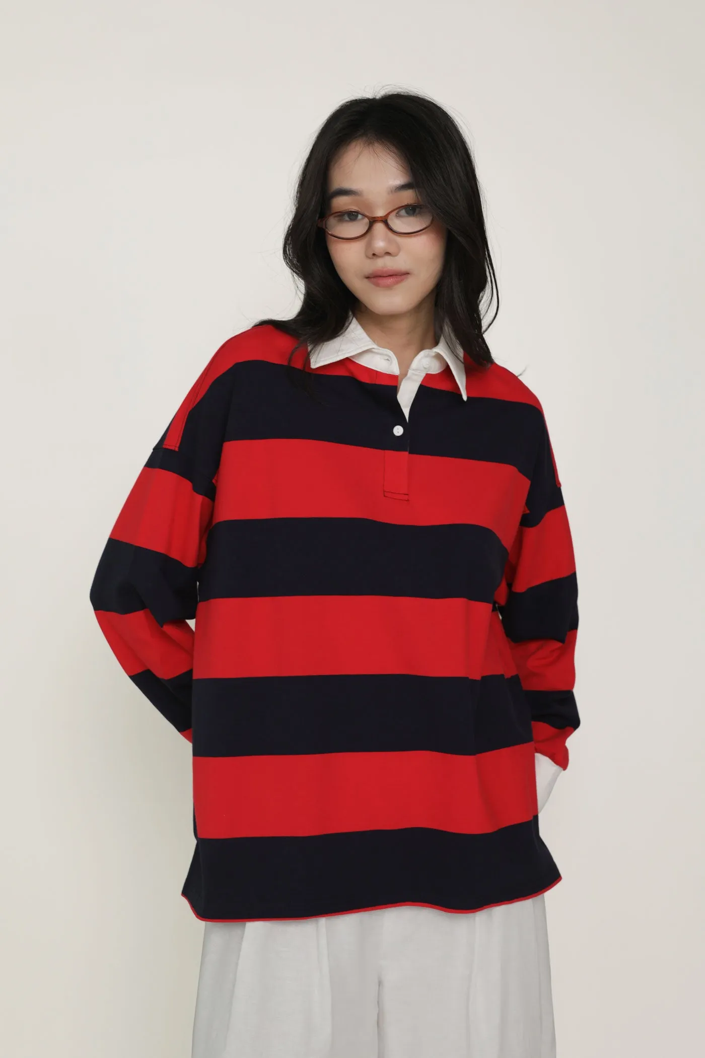 Leonard Oversized Long Sleeve Polo Shirt
