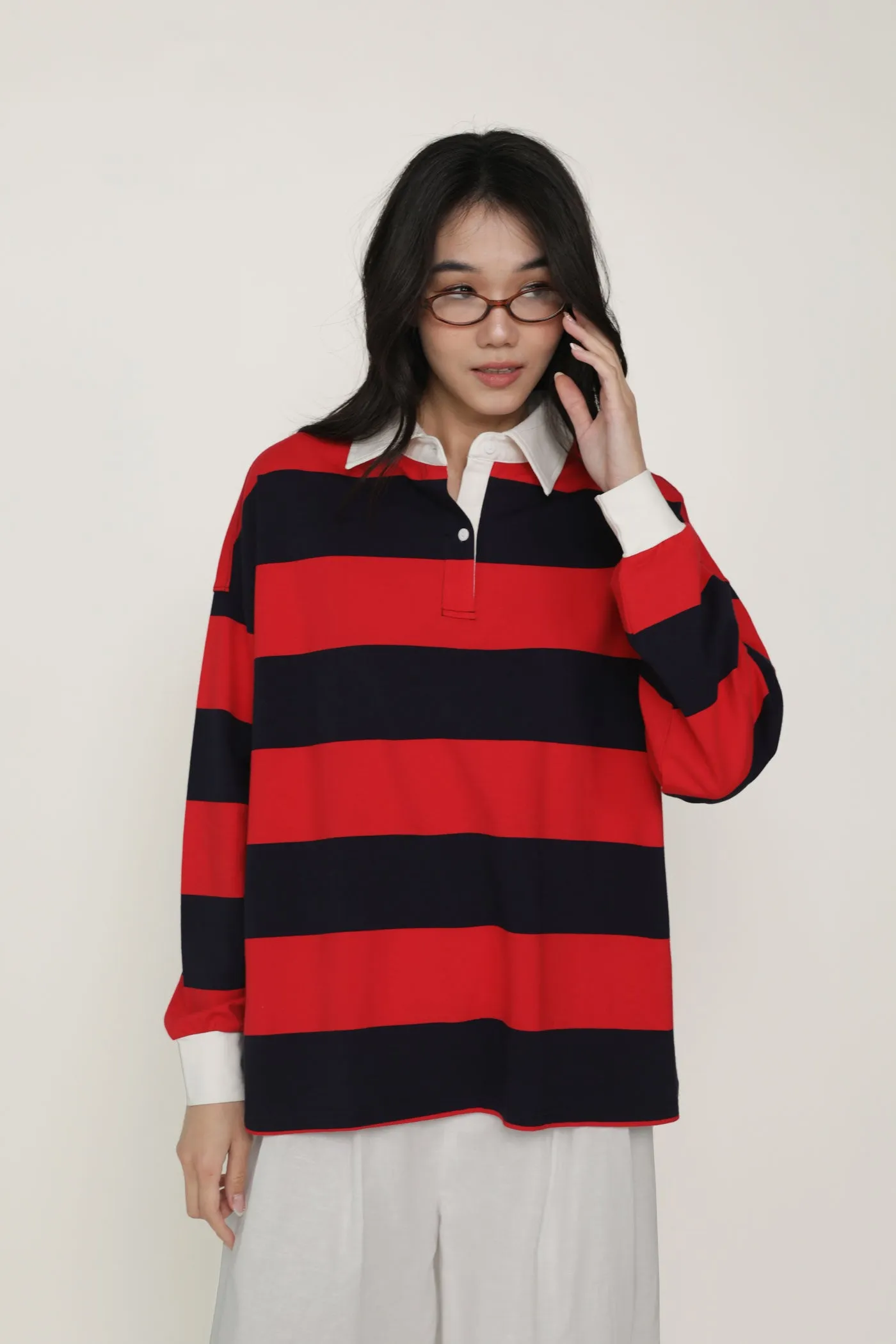 Leonard Oversized Long Sleeve Polo Shirt