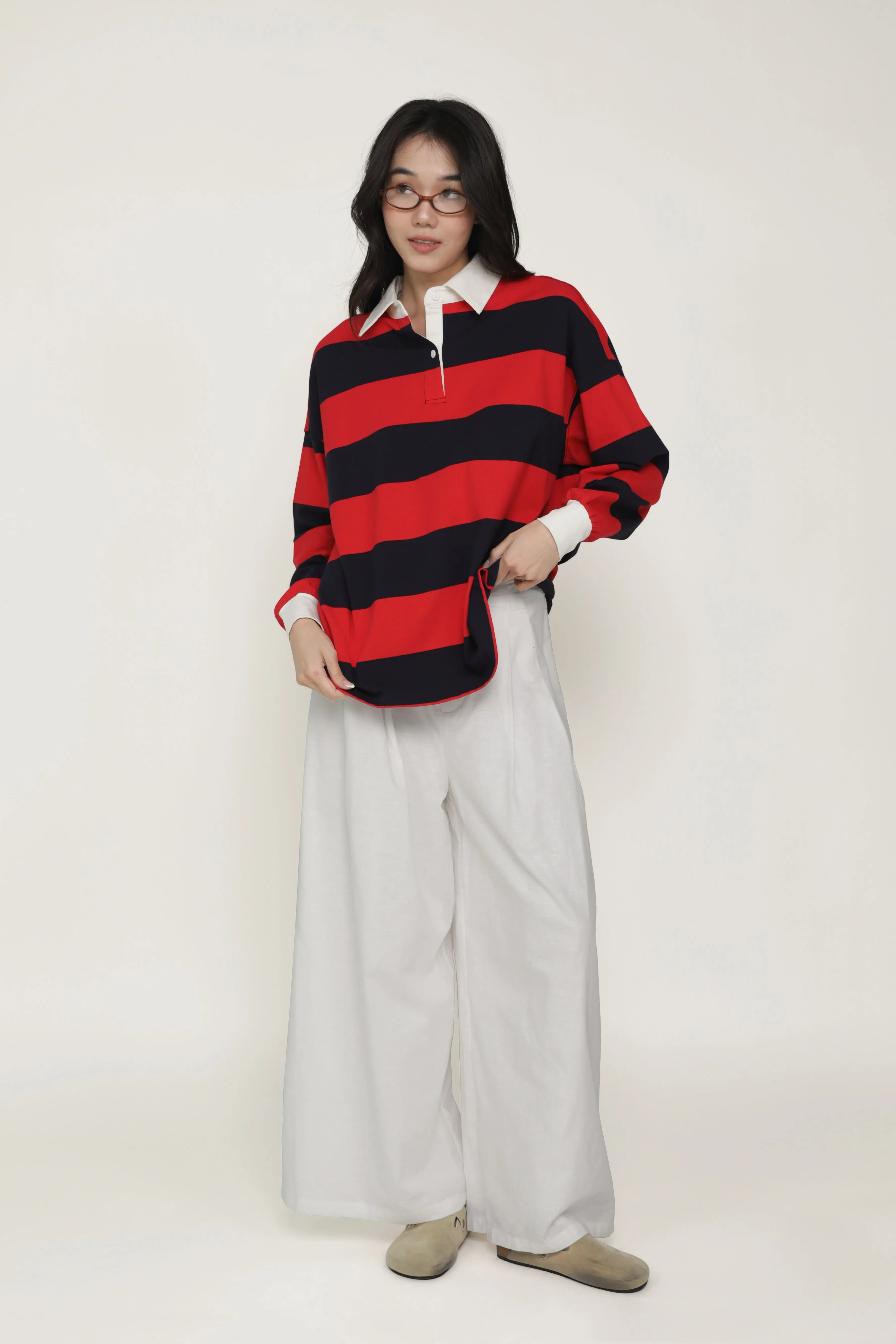 Leonard Oversized Long Sleeve Polo Shirt