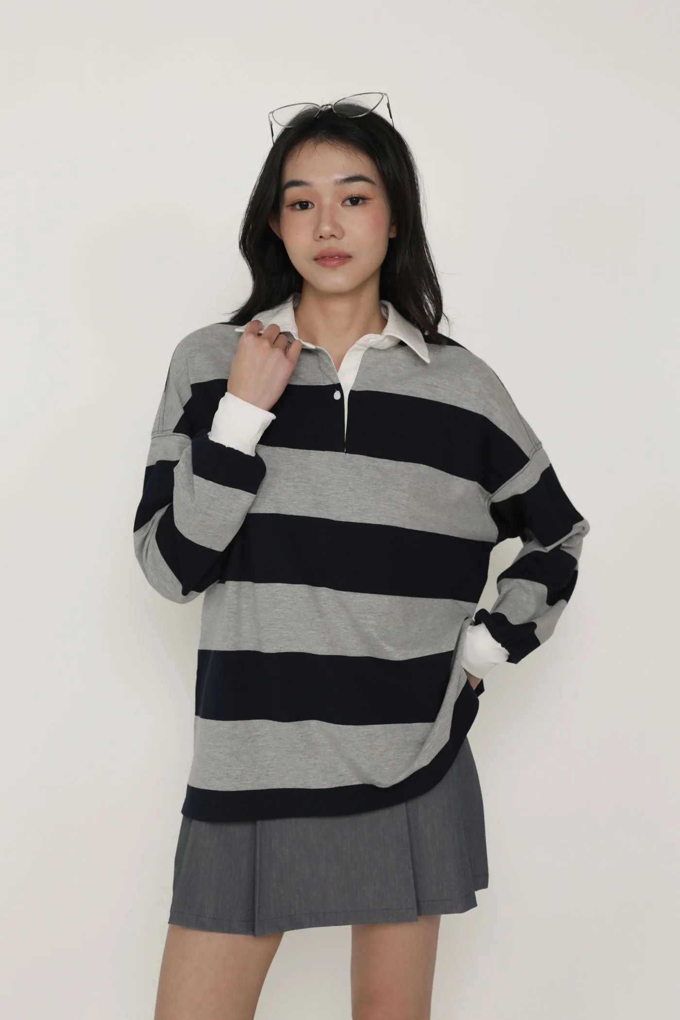 Leonard Oversized Long Sleeve Polo Shirt