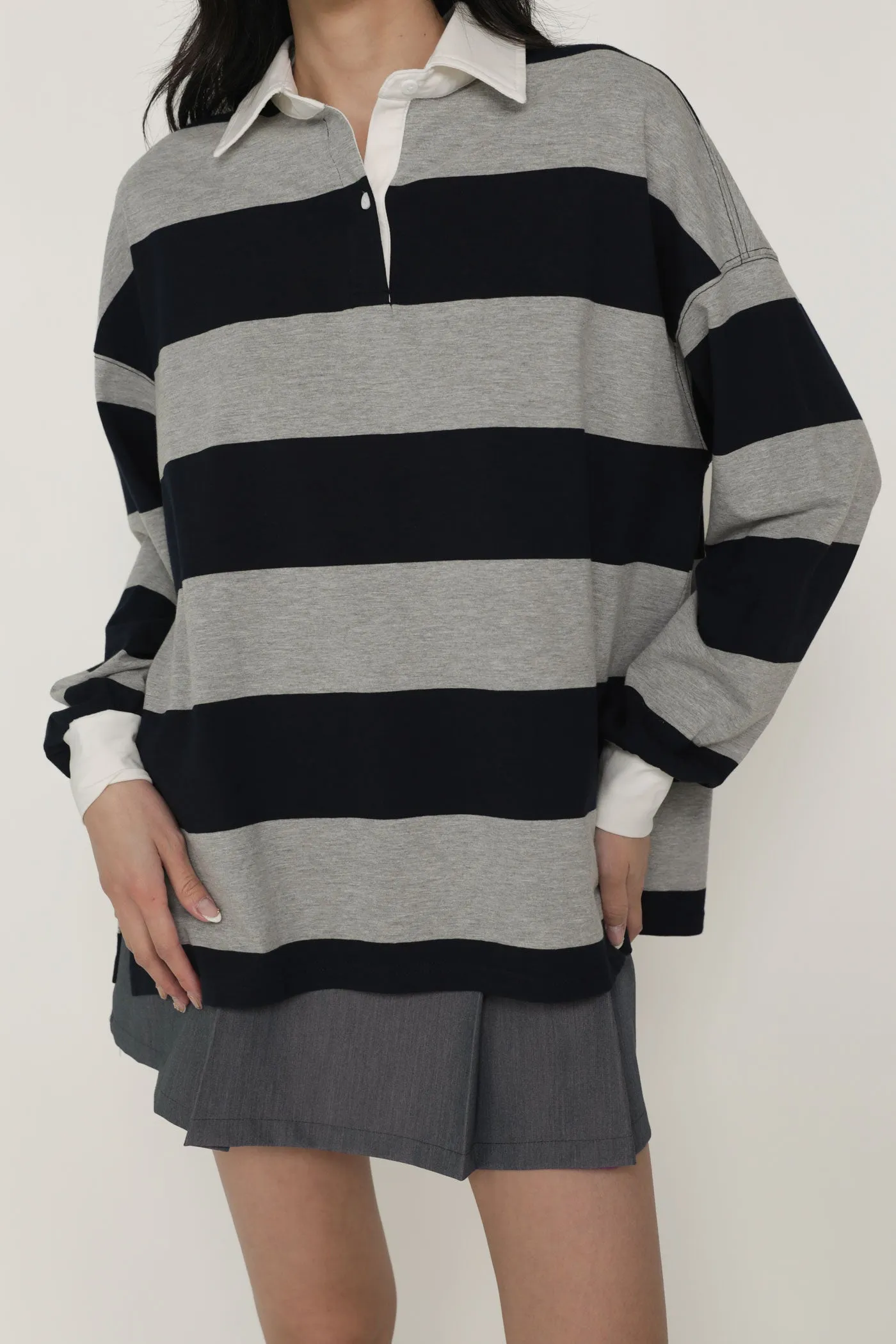 Leonard Oversized Long Sleeve Polo Shirt