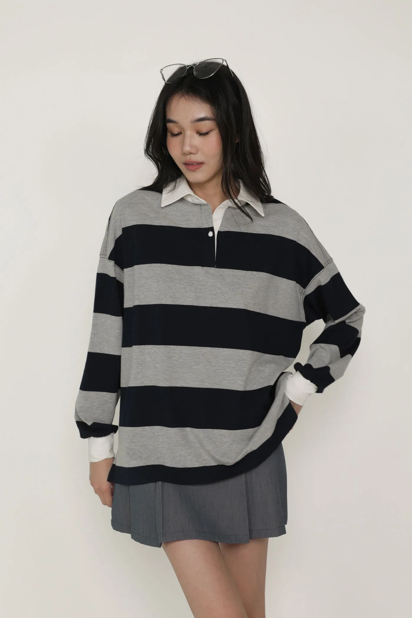 Leonard Oversized Long Sleeve Polo Shirt