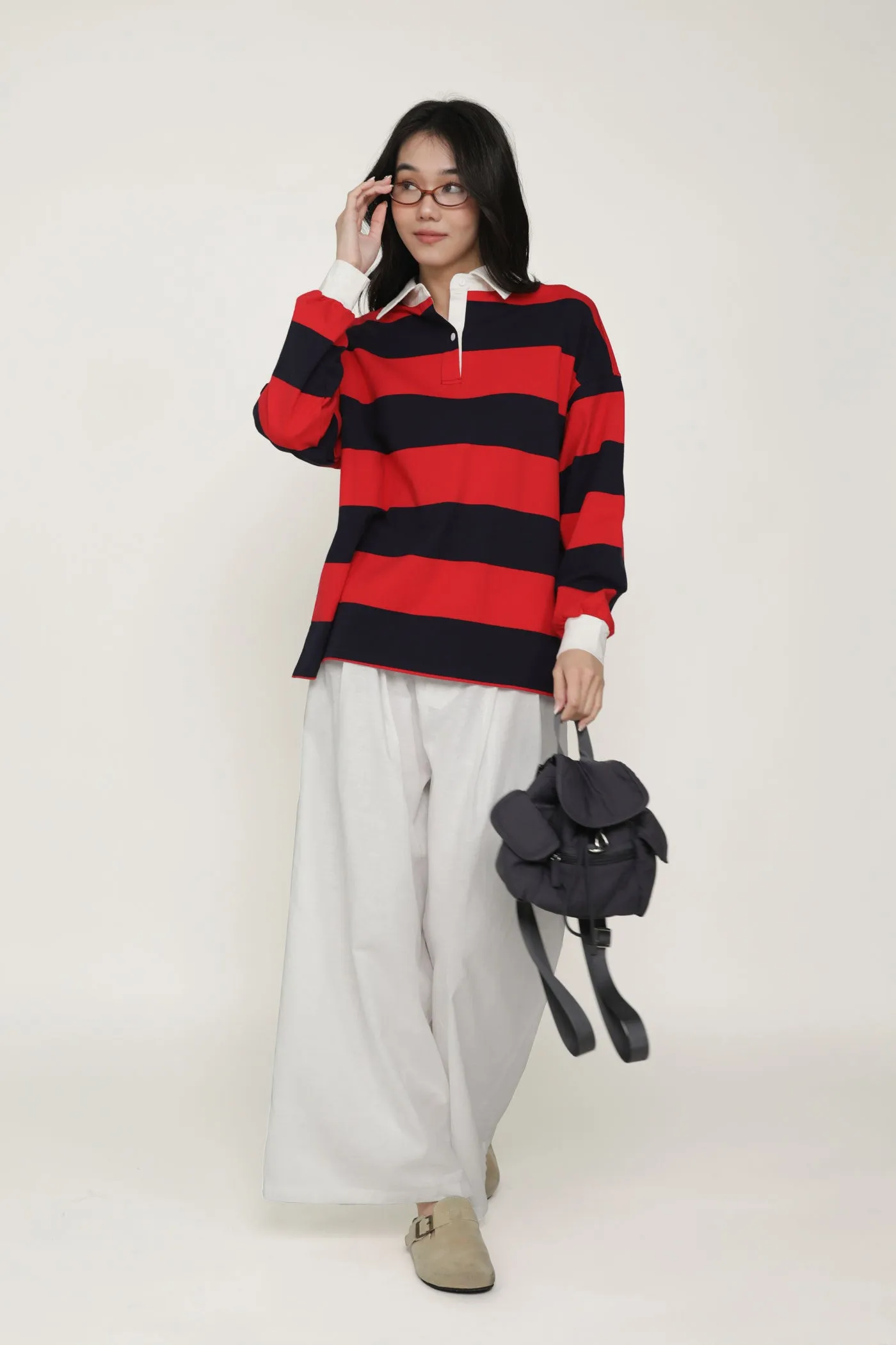 Leonard Oversized Long Sleeve Polo Shirt