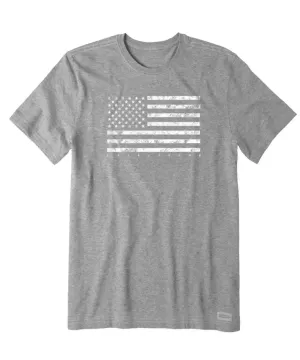Life is Good Classic Flag USA Crusher Tee - Heather Gray