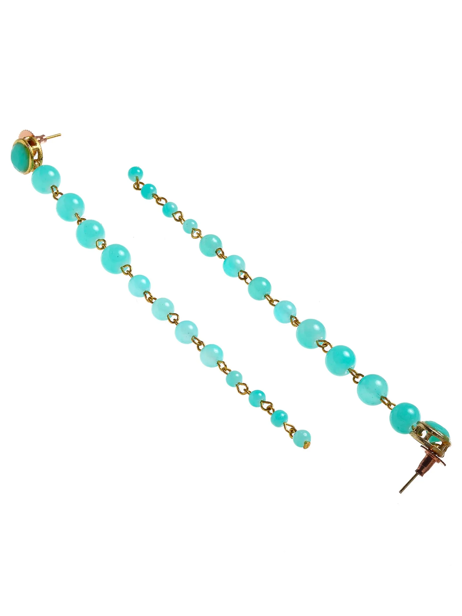 Light Blue Beads Long Dangler Earrings