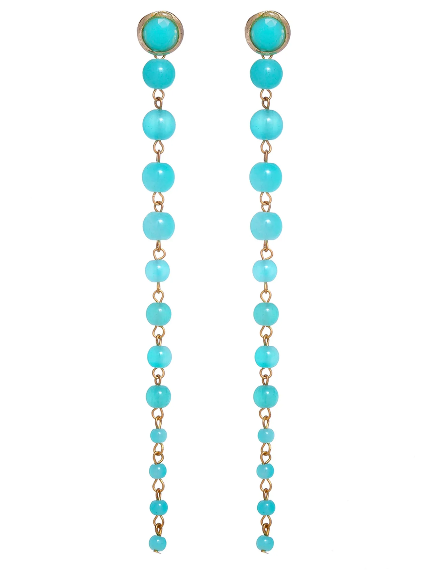 Light Blue Beads Long Dangler Earrings