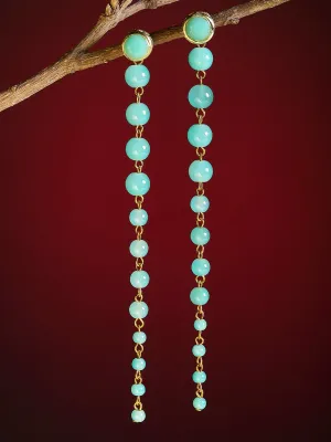 Light Blue Beads Long Dangler Earrings