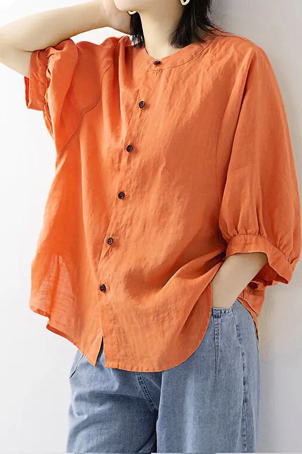 Loose Half-sleeved Lantern Sleeve Shirt
