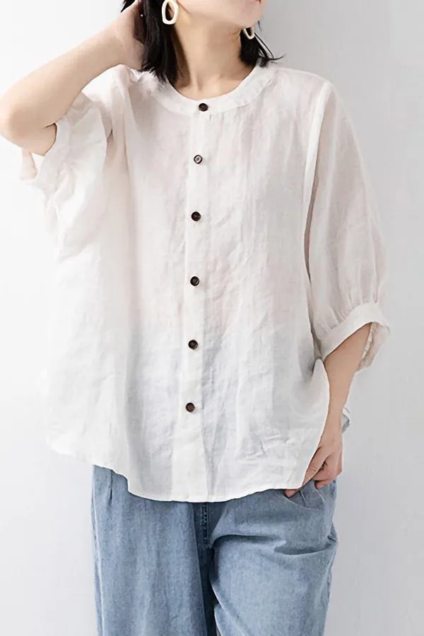 Loose Half-sleeved Lantern Sleeve Shirt