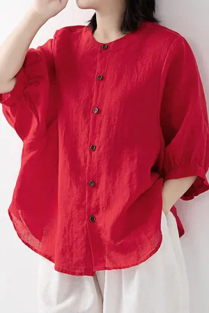 Loose Half-sleeved Lantern Sleeve Shirt