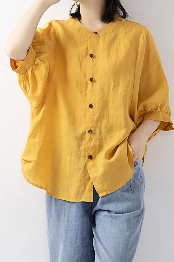 Loose Half-sleeved Lantern Sleeve Shirt
