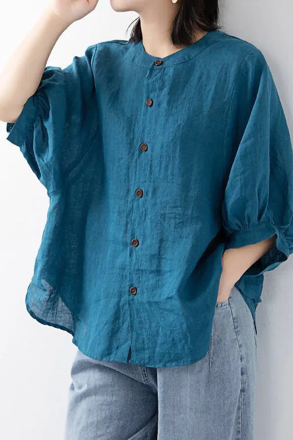 Loose Half-sleeved Lantern Sleeve Shirt