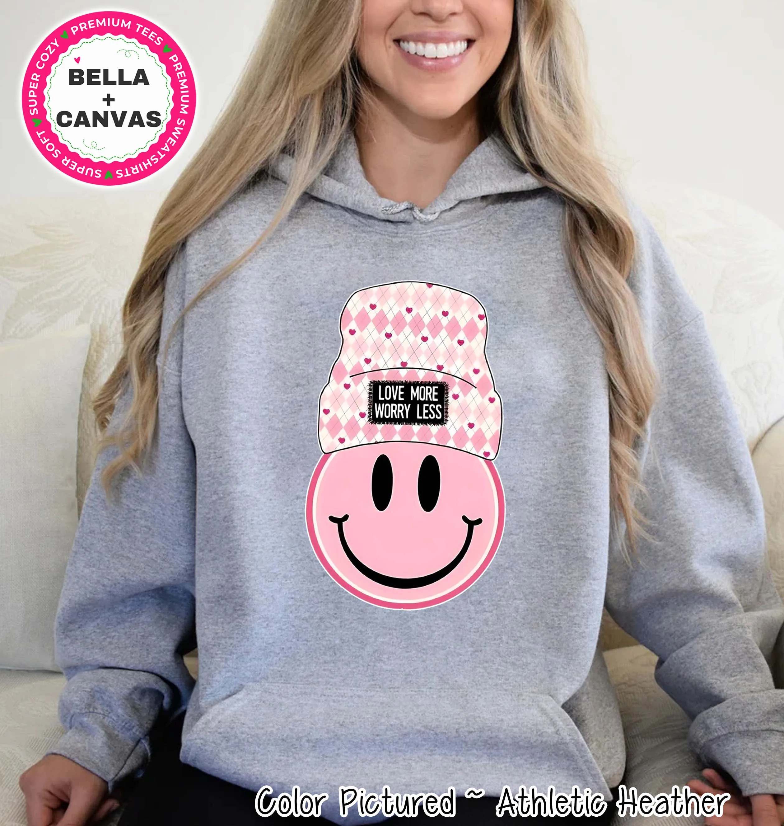 Love More Worry Less Preppy Valentine Tee or Sweatshirt