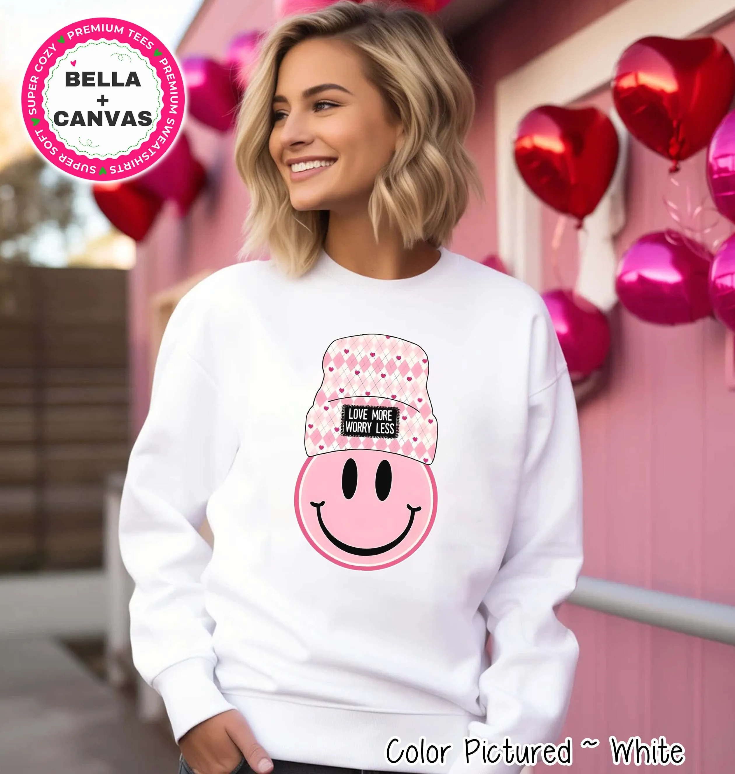Love More Worry Less Preppy Valentine Tee or Sweatshirt