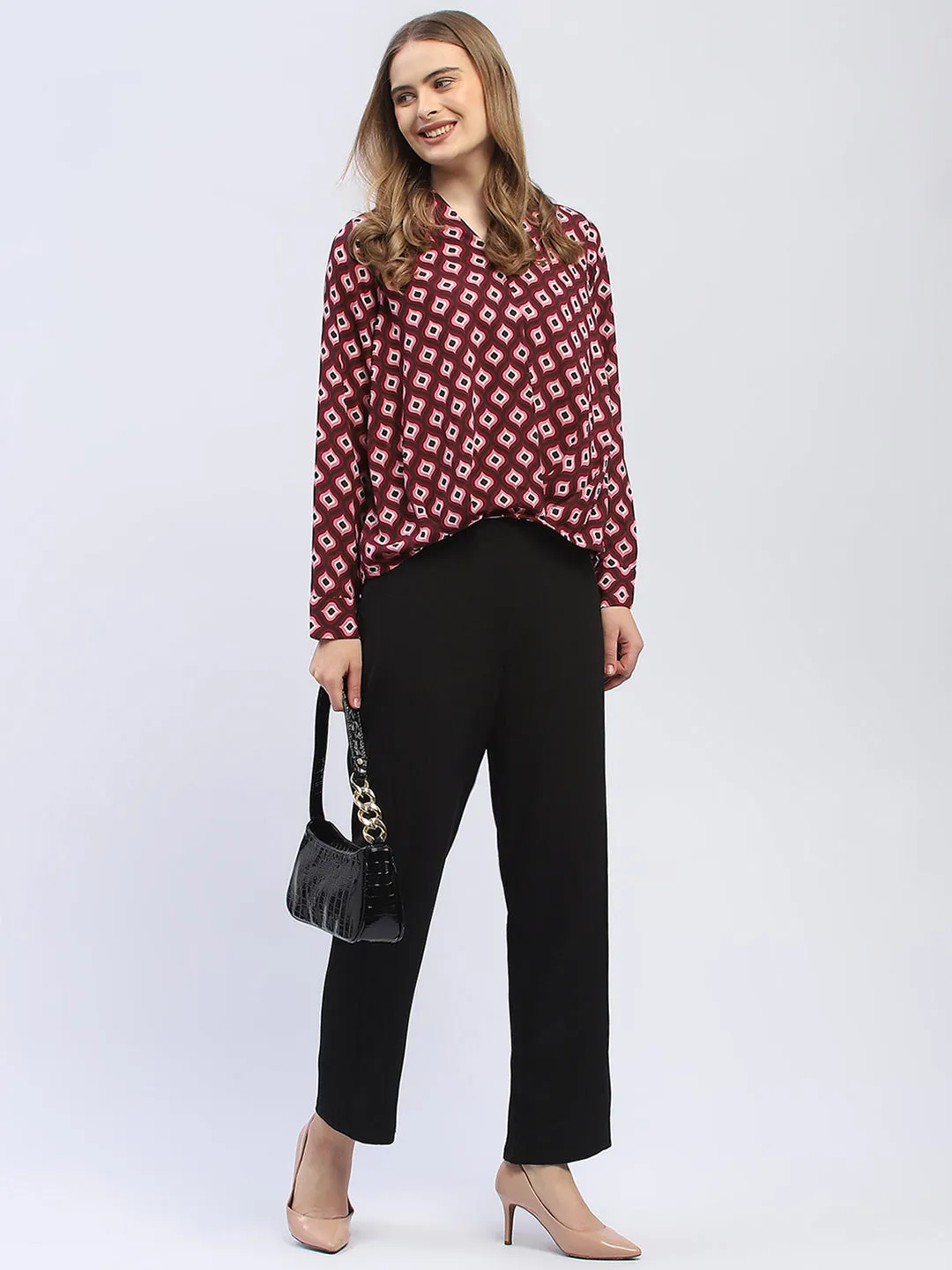 Madame Solid Black Straight Fit Trousers