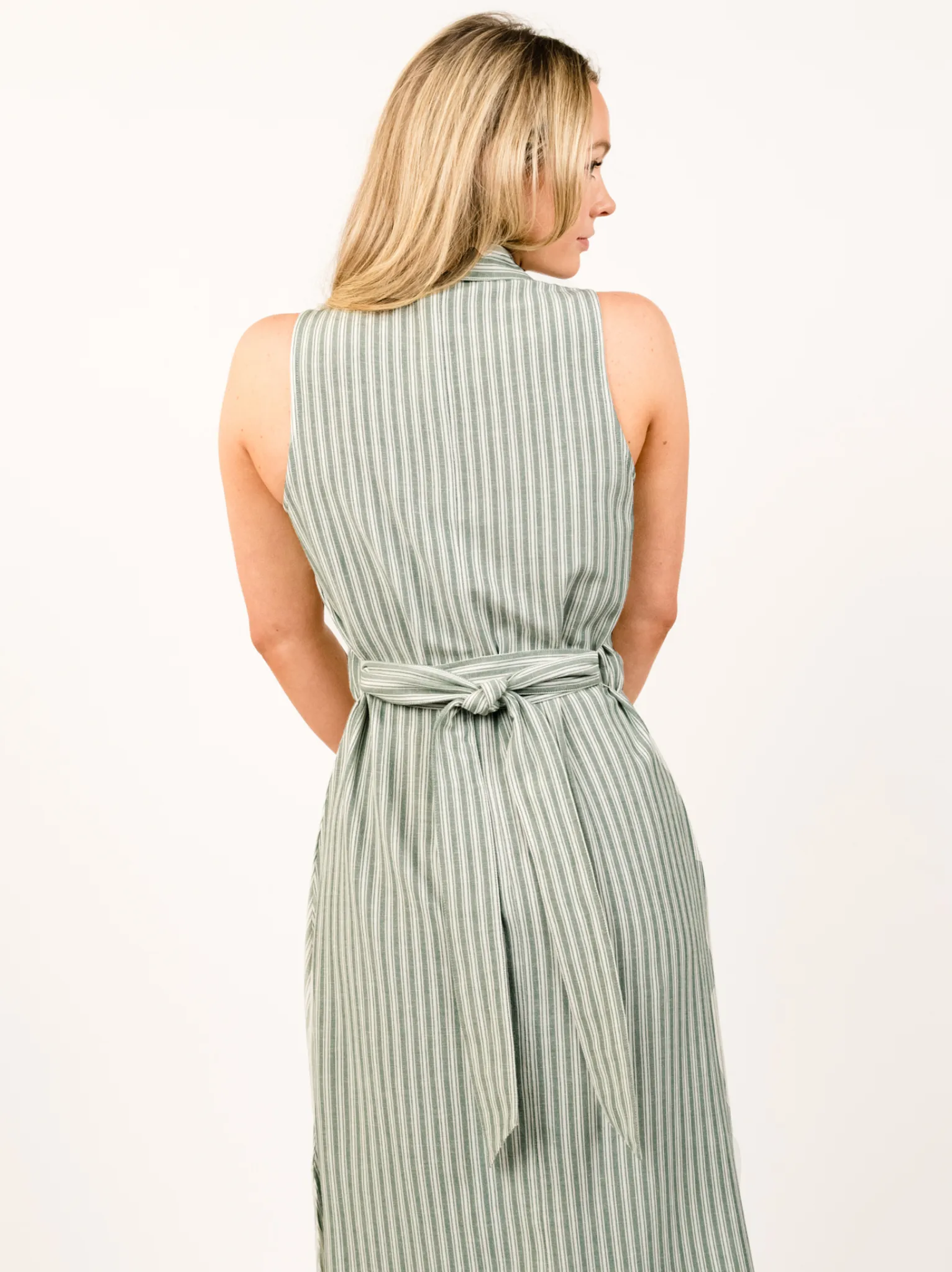 Maddison Button-Front Sleeveless Midi Dress