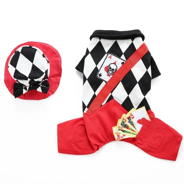 Magician Dog Costume Halloween Pet Poker Magic Clothes for Dog Cat Costume Jumpsuits Jacket Coat Cat Funny Apparel
