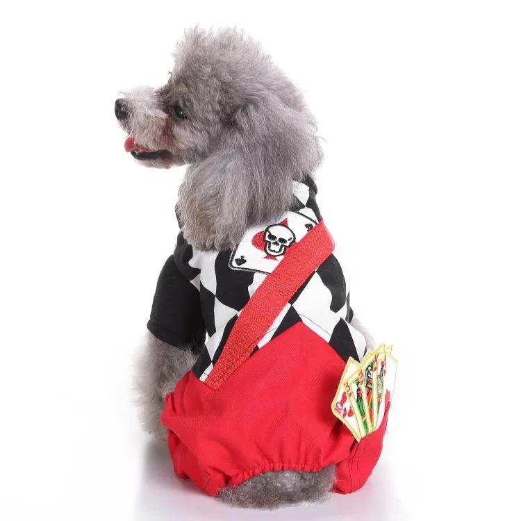 Magician Dog Costume Halloween Pet Poker Magic Clothes for Dog Cat Costume Jumpsuits Jacket Coat Cat Funny Apparel