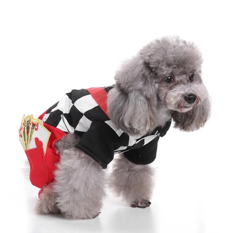 Magician Dog Costume Halloween Pet Poker Magic Clothes for Dog Cat Costume Jumpsuits Jacket Coat Cat Funny Apparel