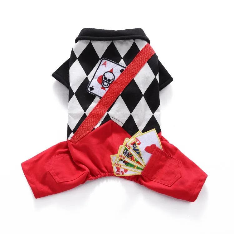 Magician Dog Costume Halloween Pet Poker Magic Clothes for Dog Cat Costume Jumpsuits Jacket Coat Cat Funny Apparel